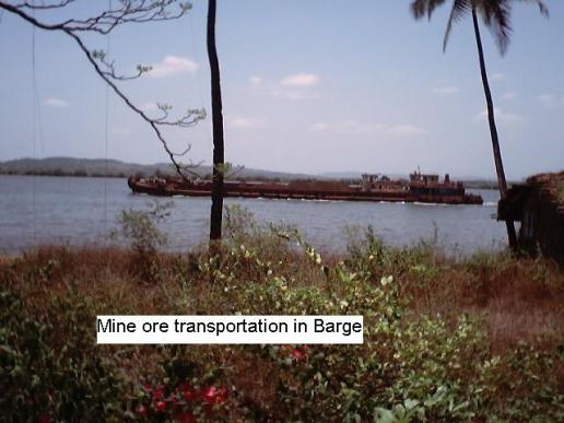 Mine ore transportation in barge