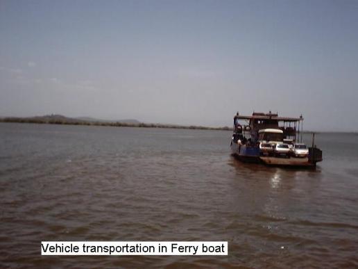 River crossing of vehicles through ferry boat